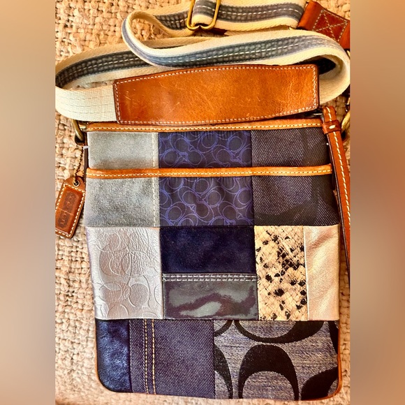 Coach Patchwork Denims/Metallics/Suede Crossbody Bag - Picture 6 of 9